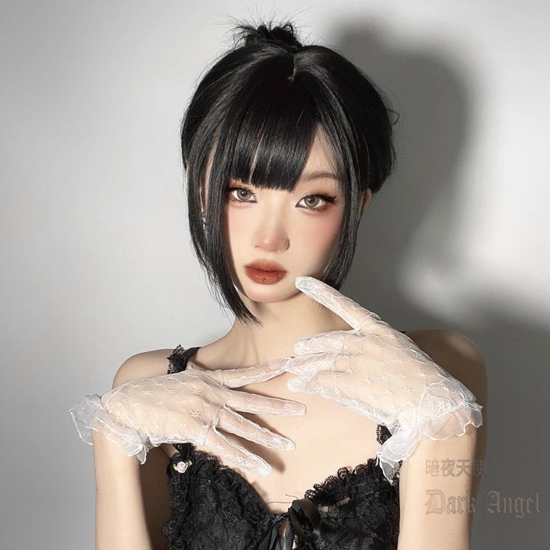 Bridal Wedding Gloves Lace Gloves White Fingered Black Show Lolita Sleeves Jk Japanese Cute