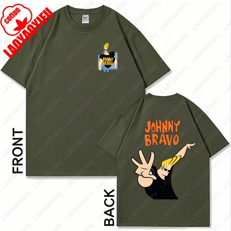 Vintage Cartoon Network Johnny Bravo Was Here Reckless Cotton Tshirt Im Pretty Graphic Print Tops Unisex Women Streetwear Tee Gift