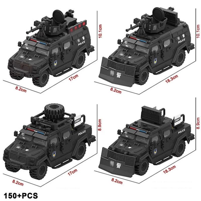

Переменный 4 Формы Военные Сабля для Подавления Беспорядков Броневик Коммандос Внедорожник Наборы Моделей из Строительных Блоков Кирпичики Детские Наборы
