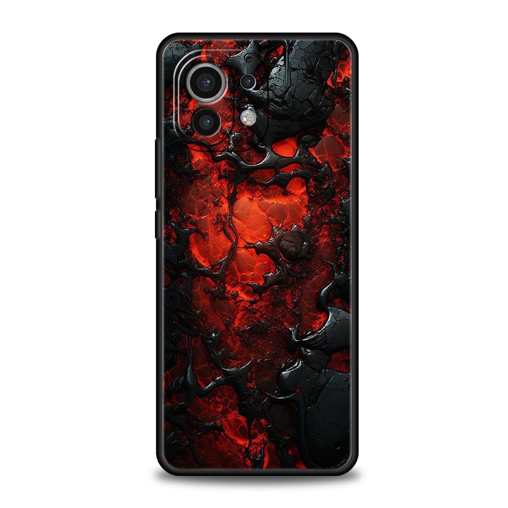 Black Red Ripple Art Phone Case Cover for Xiaomi Mi 17 15 14 13 12 11 Ultra 15T 14T 13T 12T 11T Pro Lite 5G Soft TPU Shell Funda