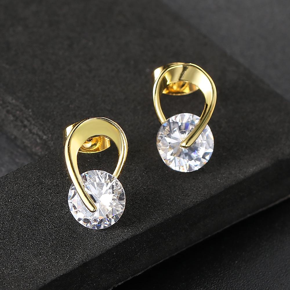 

ZHOUYANG Stud Earring For Women Simple Style Cubic Zirconia Rose Gold Color Silver Color Party Daily Fashion Jeweley KAE070