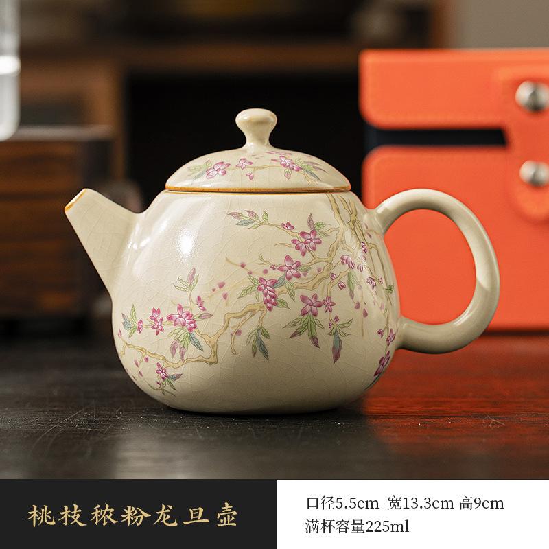 Beige Ru Kiln Xishi Teapot Teacup Kung Fu Tea Set Single Pot Home Ceramic Tea Maker Tea Pot