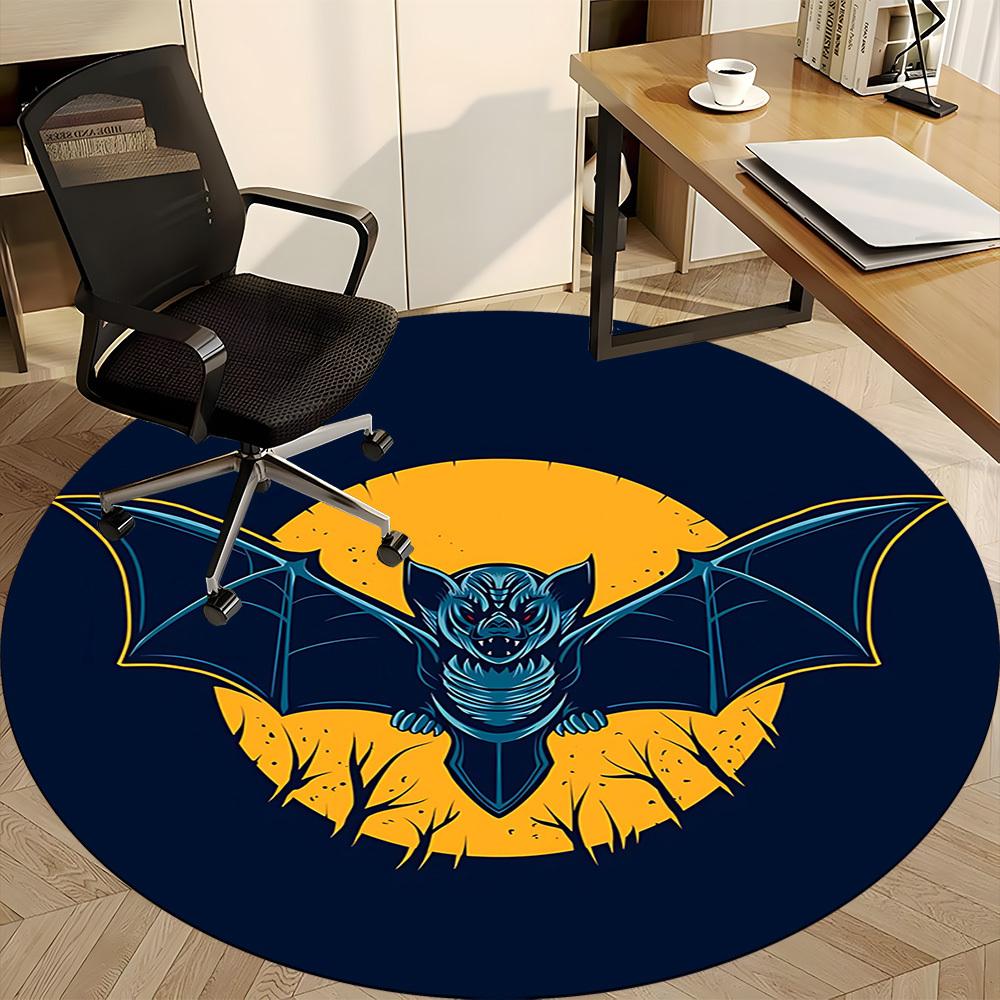 1pc Bat Moon Office Round Area Rug, Under Office Chairs Bedroom Living Room Home Decor, Room Deco, Available In Various Sizes