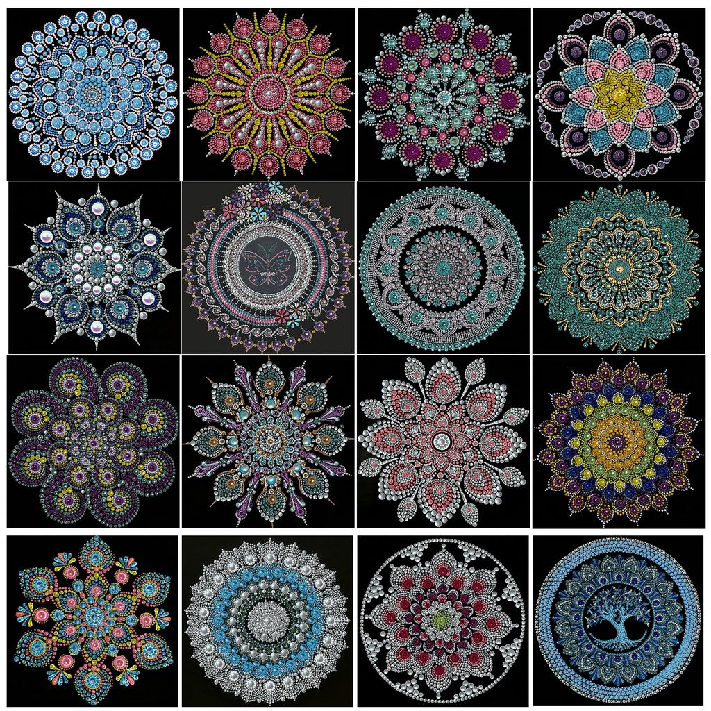 Gör-det-själv Mandala Pärlmålning Konstkit 25x25cm Pärlkonstmålning Utan Ram för Vuxna Nybörjare Hemväggdekor