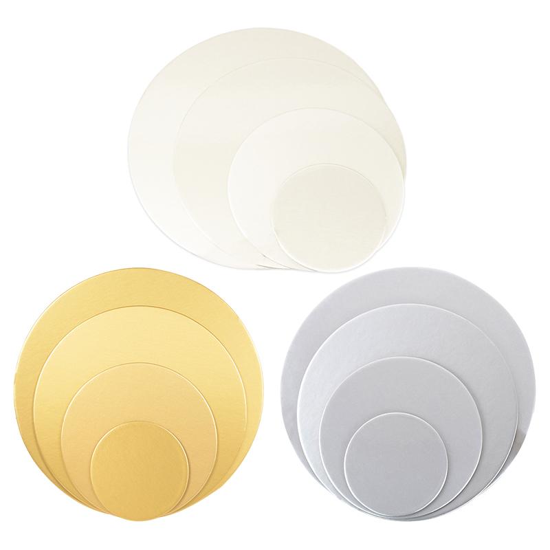 10pcs Cake Cardboard Diameter 16-25CM Available Circle Cardboard Base Golden Silvery Coated Round Cake Board Cake Dessert Tray