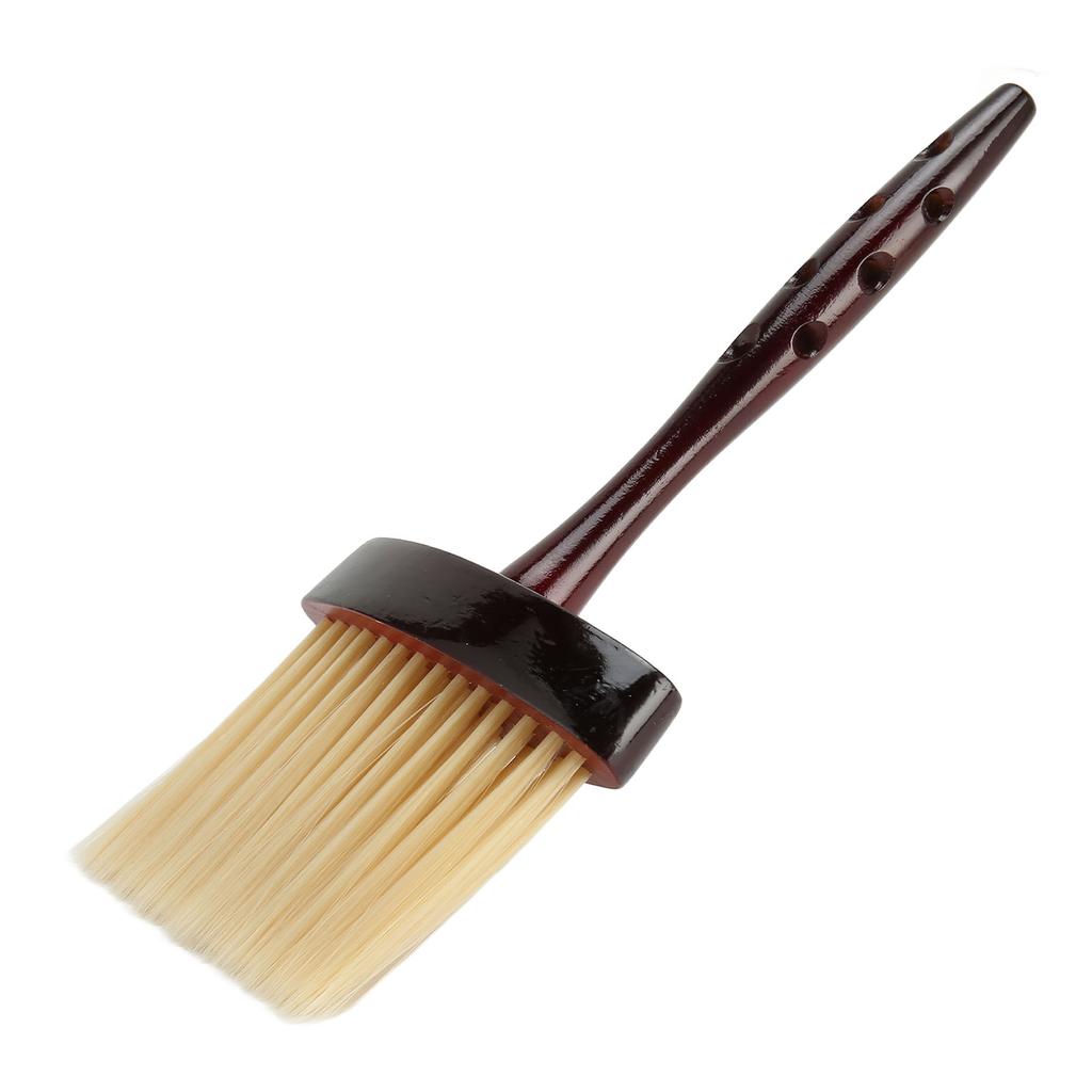 Haar Kehrbürste Langer Griff Vintage Weiche Reinigungs Nackenpuderbürste für Friseur Rotbraun
