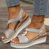 Women's Solid Color Wedge Sandals Buckle Design Platform Ankle Strap Casual Shoes Versatile Summer Walking Shoes