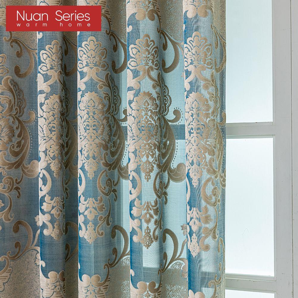 1PC Nuan Series 40-70% Blackout European Style Versatile Luxury Polyester Fiber Jacquard Ring Type Sheer Curtains for Living Room Bedroom Home Decor
