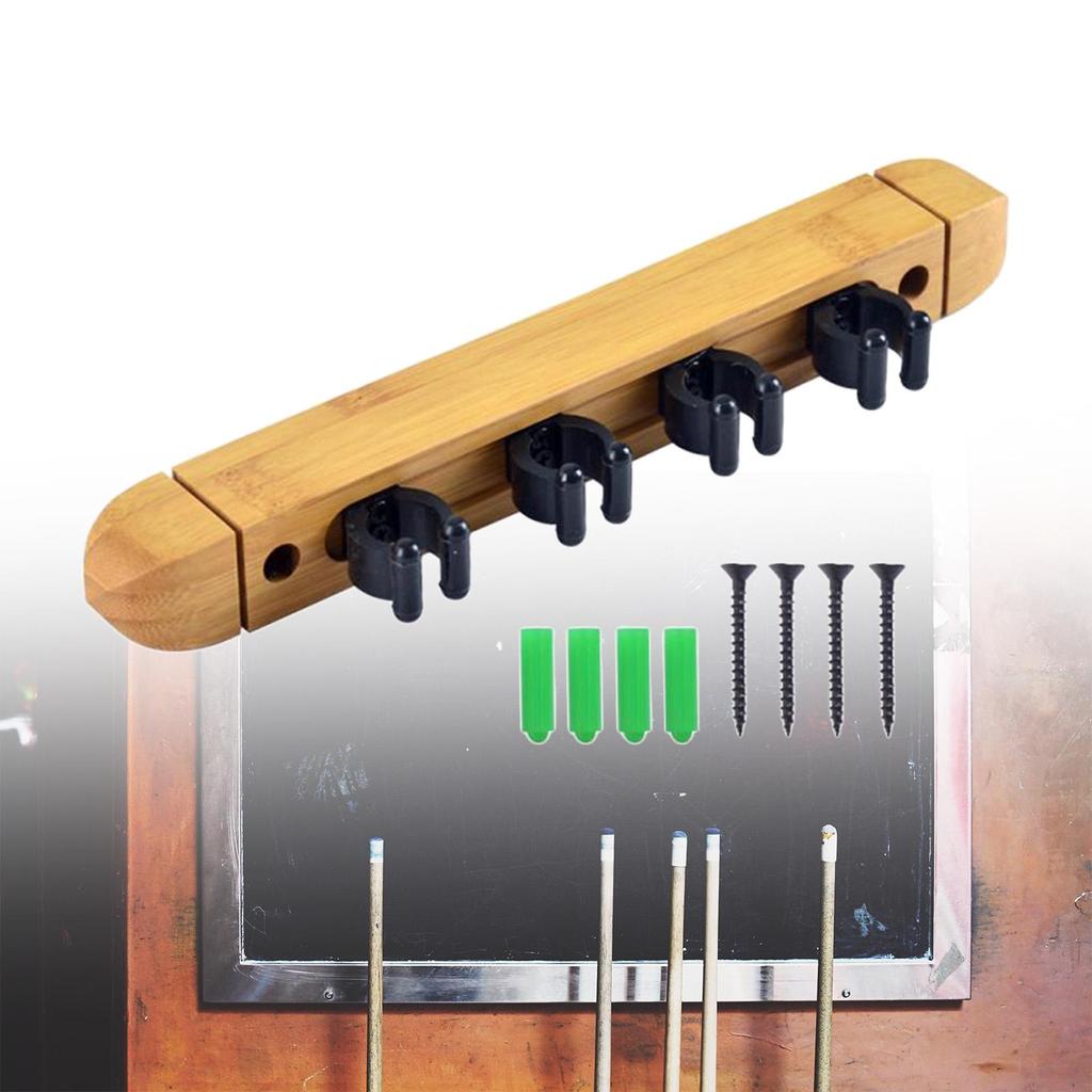 Billiard Pool Cue Rack Wall Holds 4 Cues Portable Stick Holder for Bars