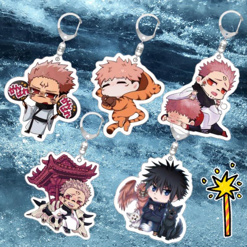 Anime Acrylic Key Ring for Jjk Ryomen Sukuna Yuji Itadori Megumi Fushiguro Chibi Version Self-Made Bag Pendant Birthday Gift
