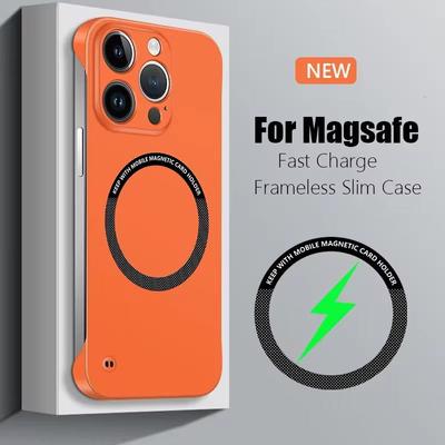 Frameless Magnetic For Magsafe Slim Case For iPhone 14 13 12 15 Pro Plus Max X XS Max XR Wireless Charging Hard Back Cover