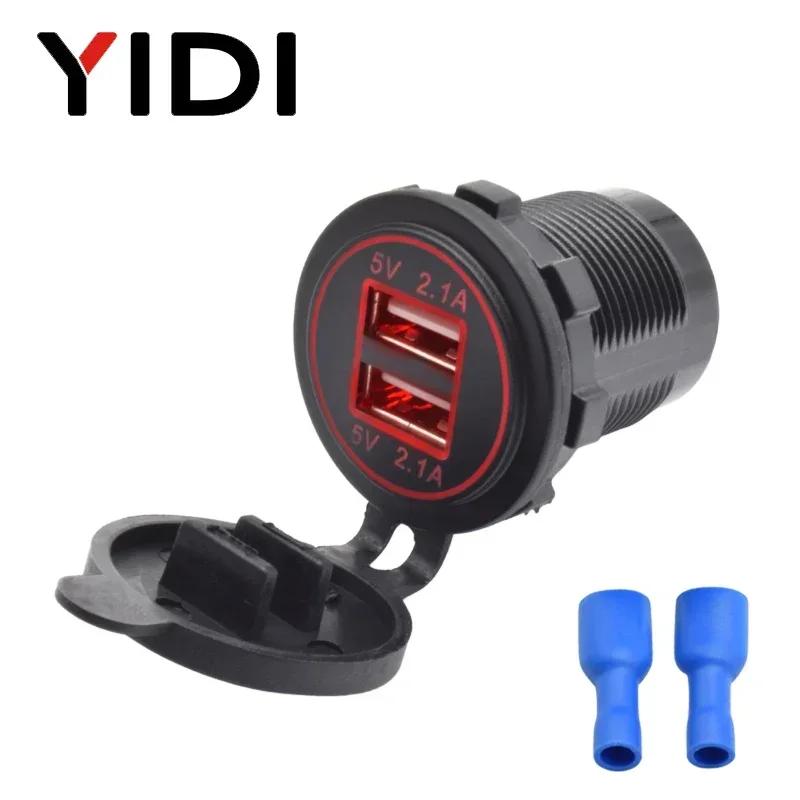 Dual USB Fast Car Charger 4.2A LED Light Display Waterproof Cigarette Lighter Power Socket 12V 24V Motorcycle Auto Truck Boat
