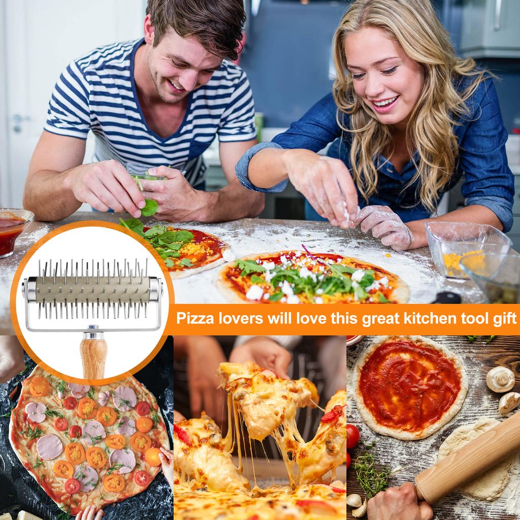 Pizza Dough Roller Stainless Steel Pizza Dough Hole Maker Professional Pizza Pin Puncher for Cookie Cake Pie Pastry Bread