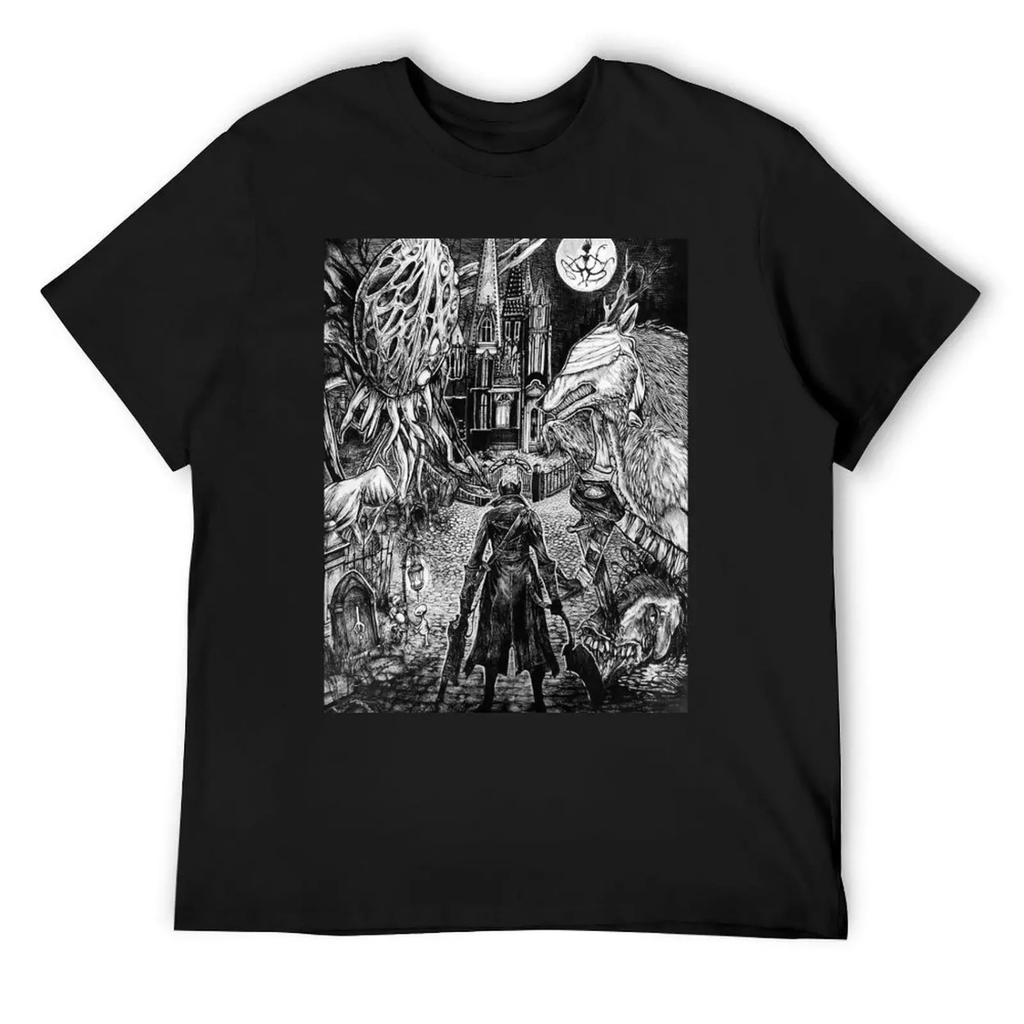 T-shirt Bloodborne moda coreana T-shirt uomo Camicetta ragazzi stampa animale Abbigliamento uomo
