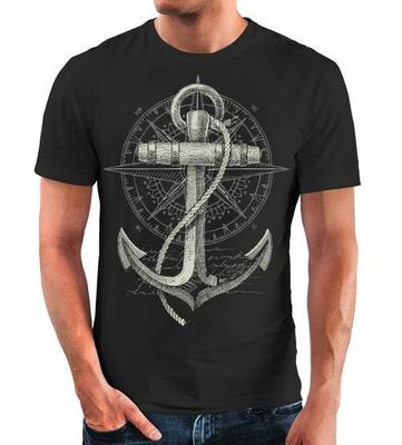 Neverless Print Anker Kompass Maritim Meer Unisex T-Shirt
