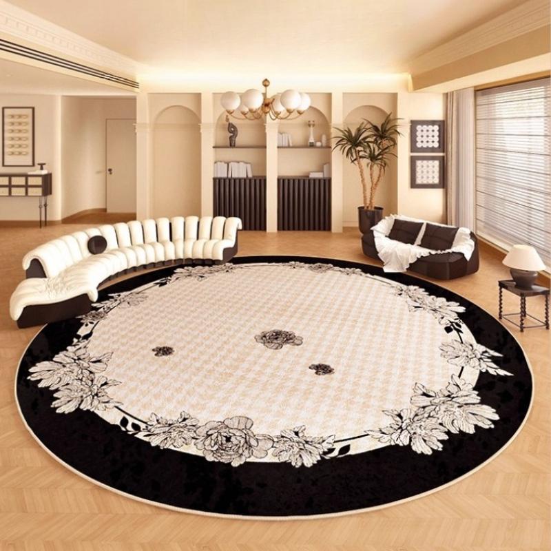 Light Luxury Carpets for Living Room Thick Plush Study Floor Mat Cream Style Bedroom Decor Round Carpet Fluffy Soft Bedside Rug