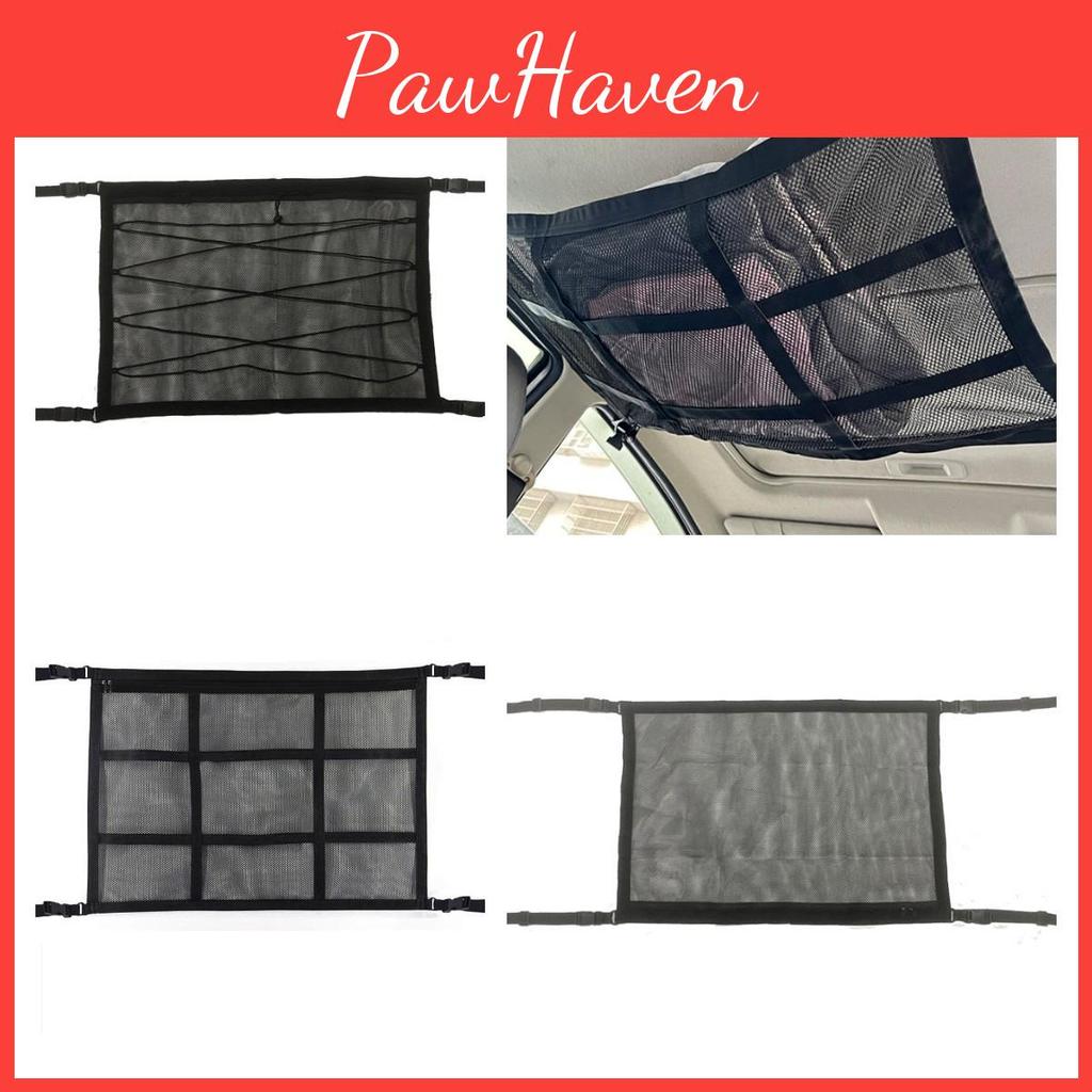 Car Top Storage Net For Organizing Auto Accessories Black Double-layer Cross Weave Style
