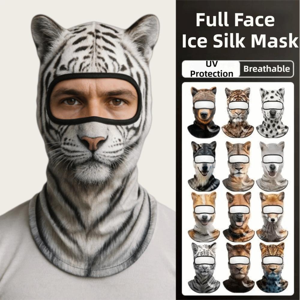 3D Animal Balaclava Mask Sun Protection Windproof Full Face Mask Ice Silk Lifelike Cooling Neck Gaiter Cycling/Party/Outdoor