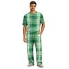 Men's Short Sleeve Pajama Set with Button Fly and Elastic Drawstring Waist for Sleepwear