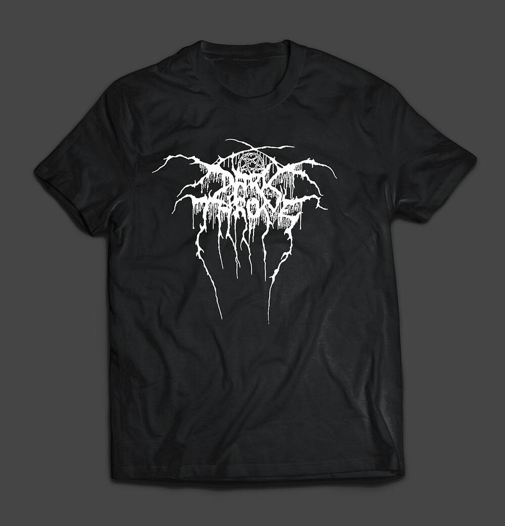 DARKTHRONE – Logo / Black Metal Norvegese Autentico (bianca) MAGLIETTA (con stampa posteriore)