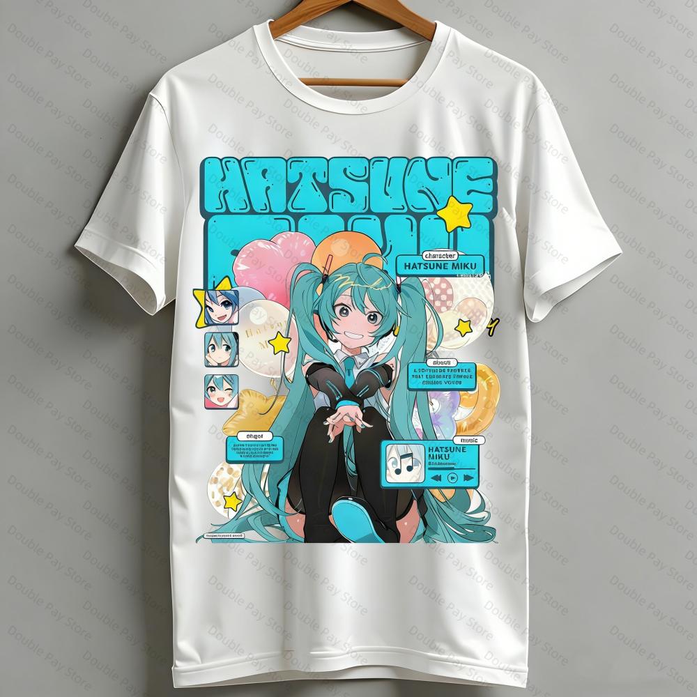 

Футболка Hatsune Vocaloid Японское аниме Графические футболки Унисекс Повседневные топы с коротким рукавом Для всех сезонов Унисекс Рубашки Женские футболки S
