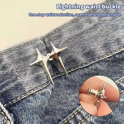 Boucle de taille croisée étoile tendance, clips de pantalon amovibles réglables, resserreur de taille, boutons-pression en métal sans clou pour décoration de jeans