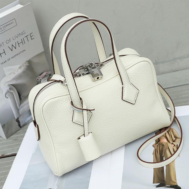 2025 Victoria Small Capacity Leather Boston Shoulder & Crossbody Bag