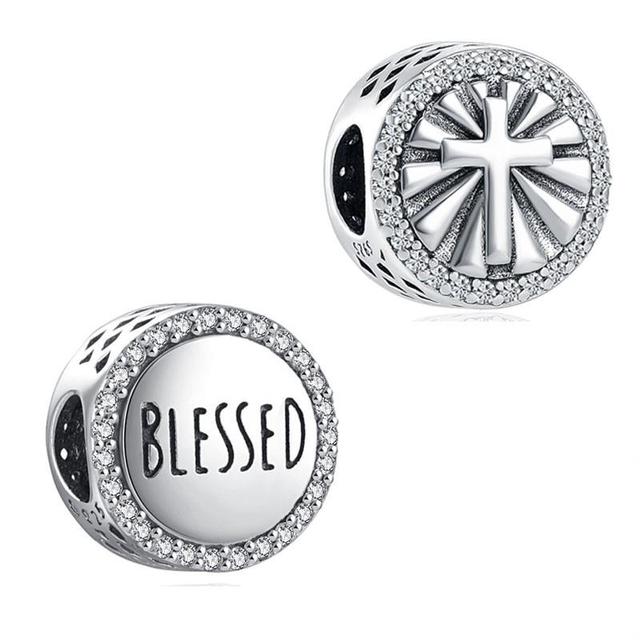 Faith Blessed Modlitba Cross Charm Bead Fit Originální módní náramek Diy pro dámské šperky