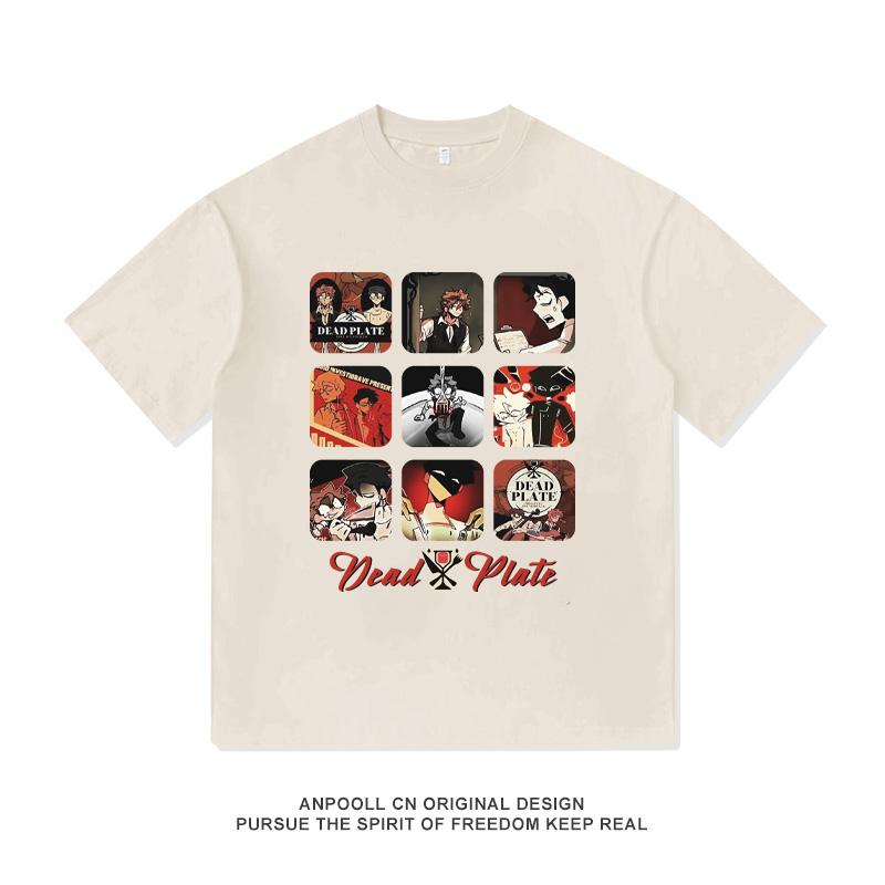 

Dead Plate Игровая Периферия Принт Ретро Американский Тяжеловесный Чистый Хлопок Свободная Мужская и Женская Футболка с Коротким Рукавом S