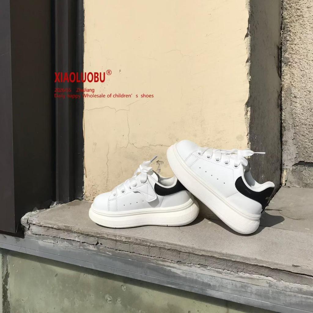 Children's Spring 2026 McQueen White & Black Tail Casual Shoes for Boys and Girls