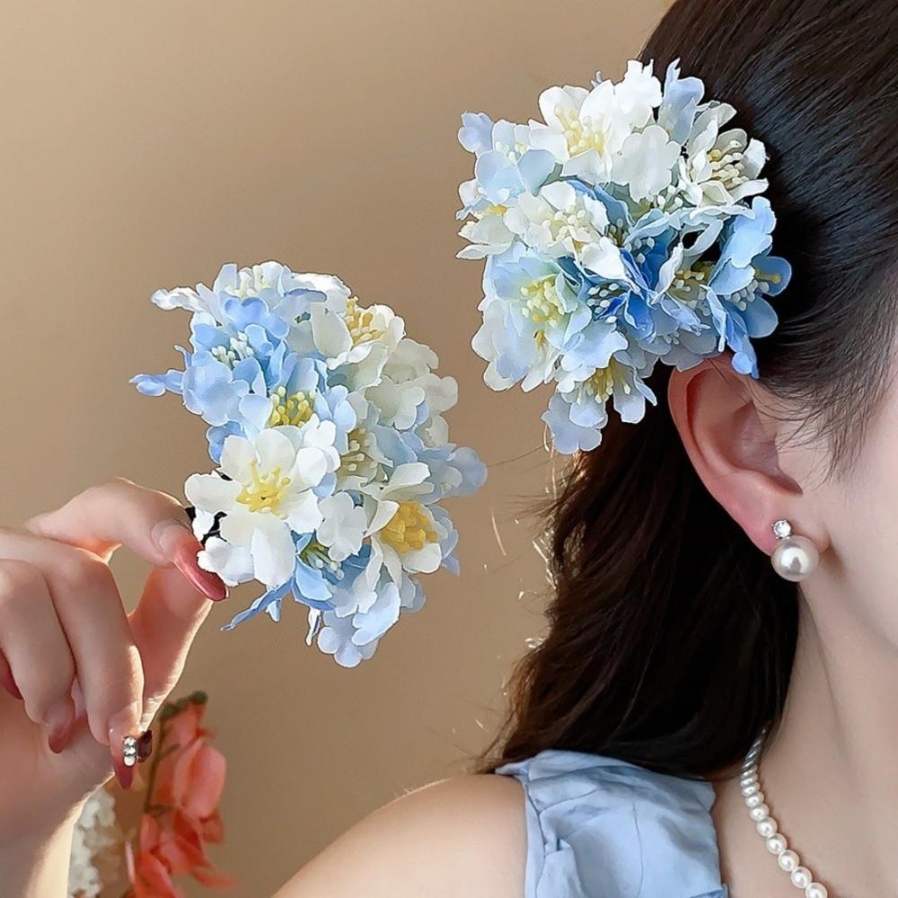 Cloth Simulation Flower Hairpin Colorful Headdress Flower Side Clip Headpieces Ancient Style Chinese Style Hair Clip Travel