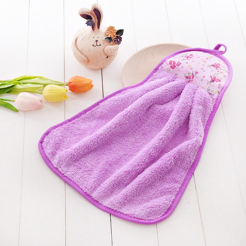 

Wipes Coral Velvet Kitchen Hanging Hand Towel