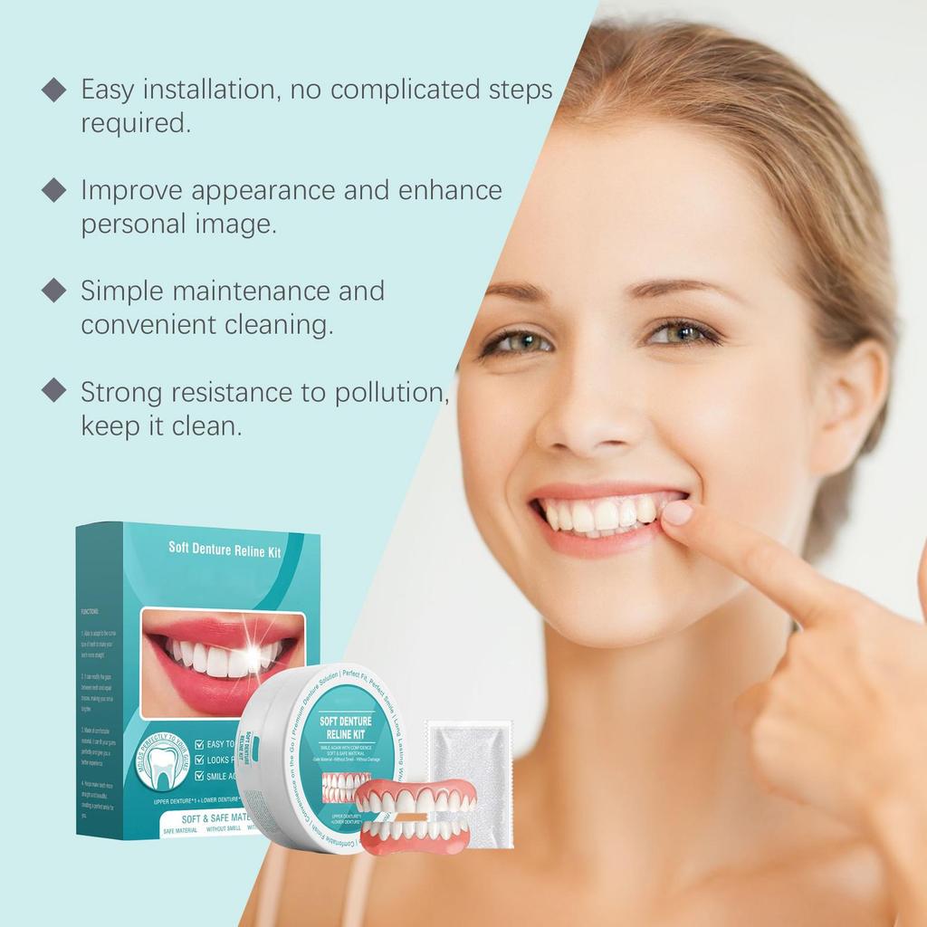 New Denture Set Cover Missing Broken Tooth Lasting Soft Instant Confident Smile for No Teeth Women Man Over Gums Full Dentures
