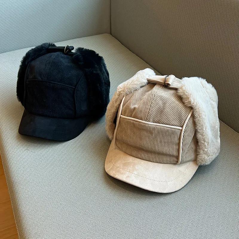WTEMPO Male Windproof Cold-proof Warm Bomber Hats Cycling Skiing Plush Faux Fur Unisex Hats Ear Protection for Men in Autumn Winter Outdoor