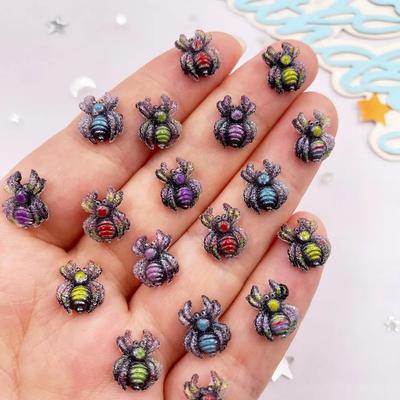 30pcs Glitter Resin Colorful Cartoon Spider Nail Art Mini Figurines Flatback DIY Rhinestone Scrapbook Jewelry Accessories