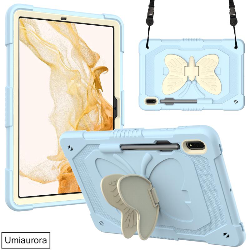 For Samsung Tab S7+ S8+ S9 FE+ S10 Plus 12.4 inch SM-X820 SM-X610 X510 X710 Stand Butterfly Tablet Case Shockproof Rugged Cover