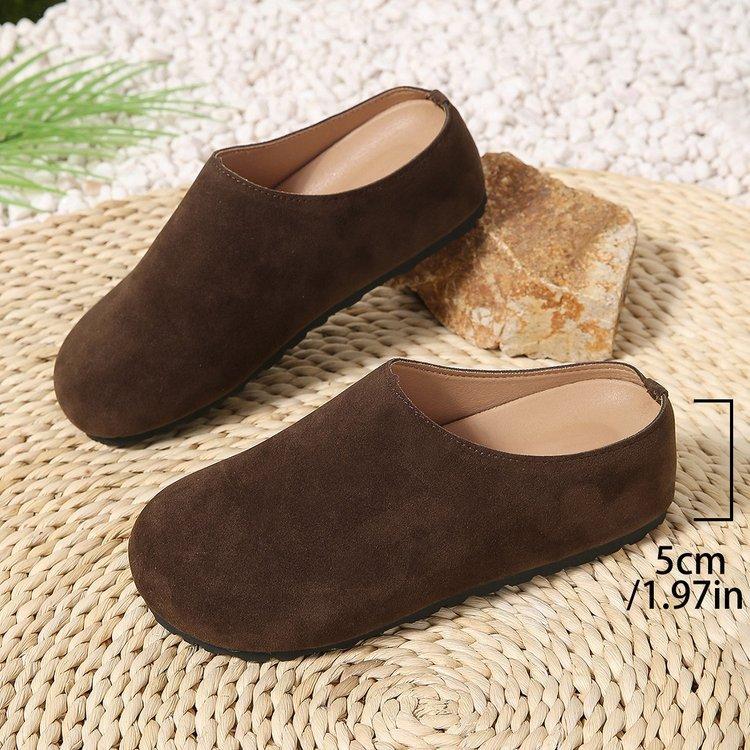 French retro bag head Boken shoes women's spring and autumn new soft sole casual versatile inner height increase casual half slippers