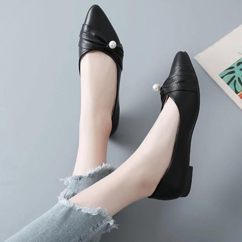 Fashion Ladies Footwear Slip-on With Bow Heel Moccasins Shallow High Quality Fashion Lastest Sale 2025 Summer Shoe 39 Women's Flat Shoes