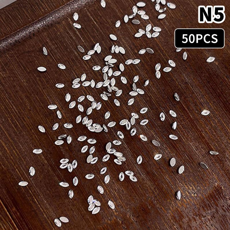 

50Pcs 3D Mini Flat Back Oval/Rhombus Multiple Style Nail Art Clear Sparkling Diamond Nail Charms Nail Art Gemstones