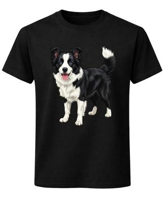 Border Collie Dog T-Shirt Black and White Herding Dog Unisex Tee
