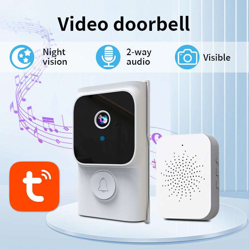 Tuya Wireless Smart Video Doorbell APP Remote Control Two-Way Intercom High-Definition Night Vision Infrared Home Security Bell