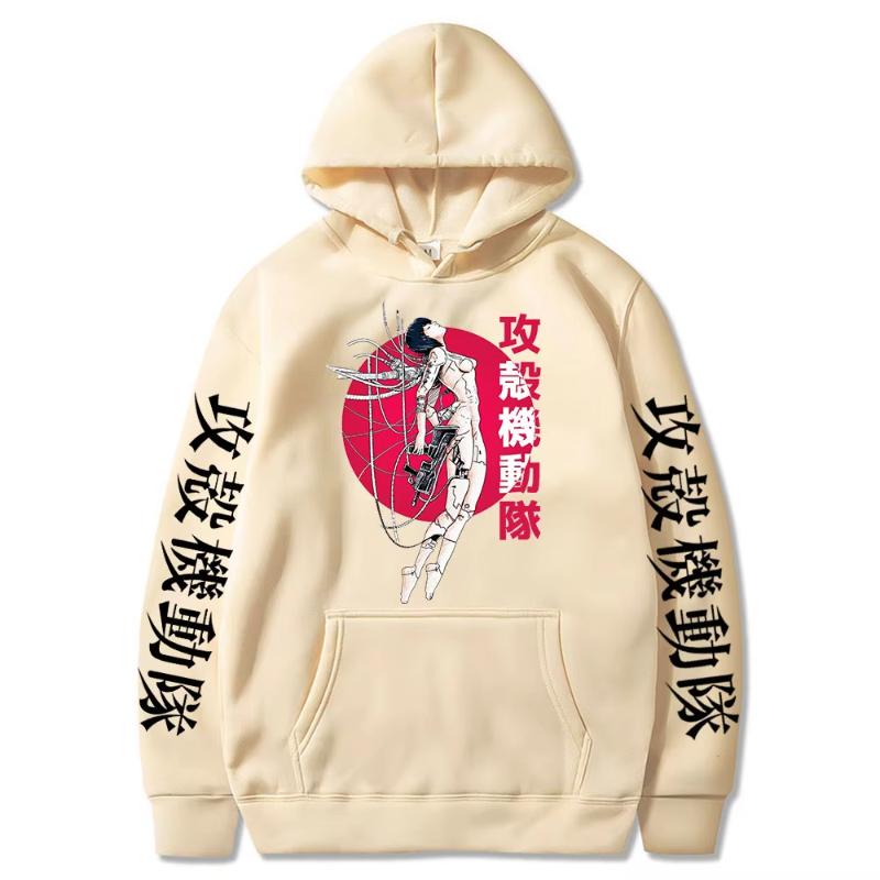 Vintage Manga Ghost Soldier Ghost In The Shell Anime Hoodie Kusanagi Motoko Sweatshirt Harajuku Men Women Clothes Streetwear