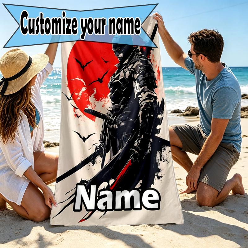 Custom Name Personalized Batman Print Beach Towel, for Trip Camping Beach Party Home Decor, Birthday Gift for Family & Friends