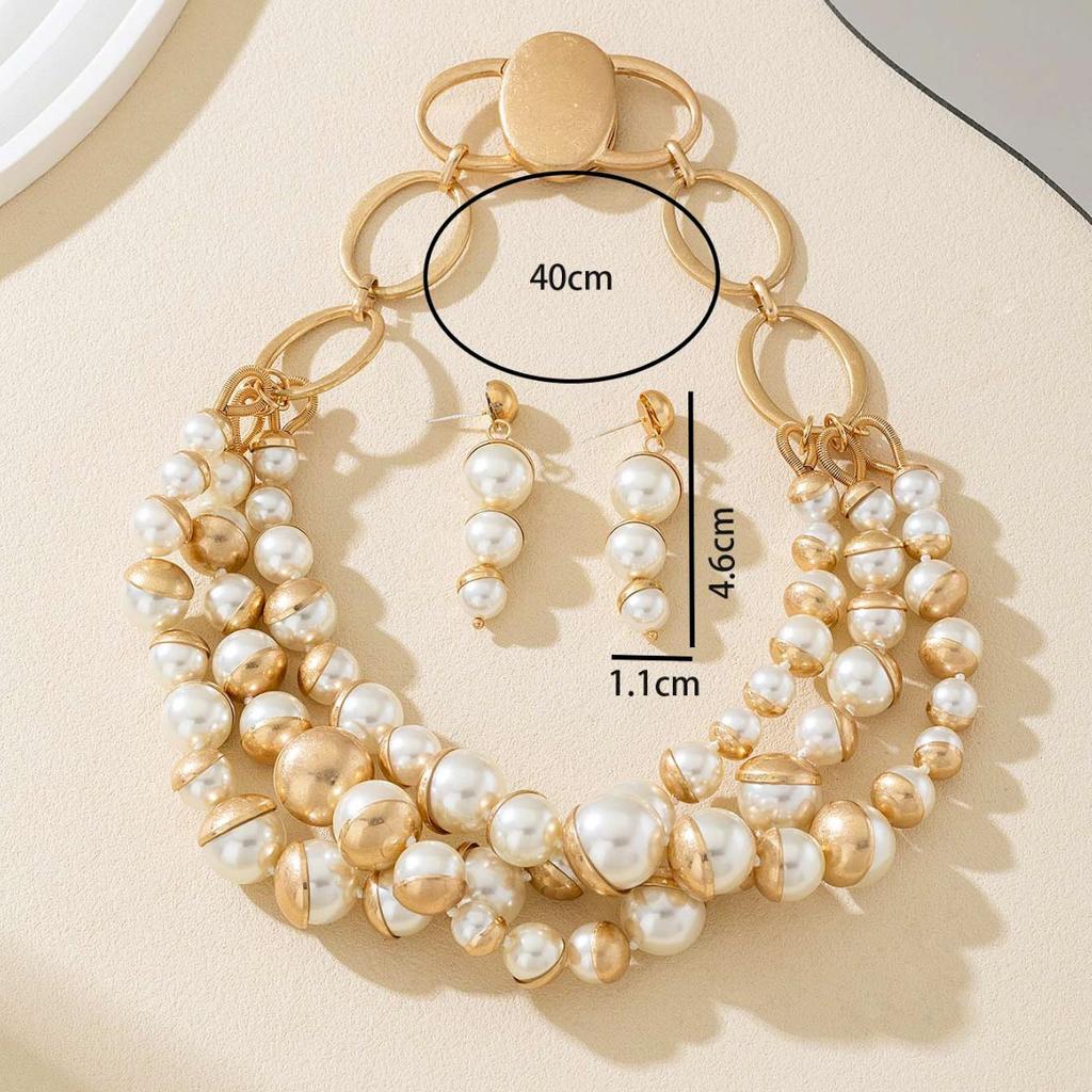 3-lagige Perlenkette Damen High-End Temperament Pulloverkette Magnetverschluss Schlüsselbeinkette Hand Stecker Ohrringkette