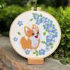 Floral Patterns Dog Embroidery Kit Corgi Embroidery Set Home Decor Cross Stitch Set  Beginner