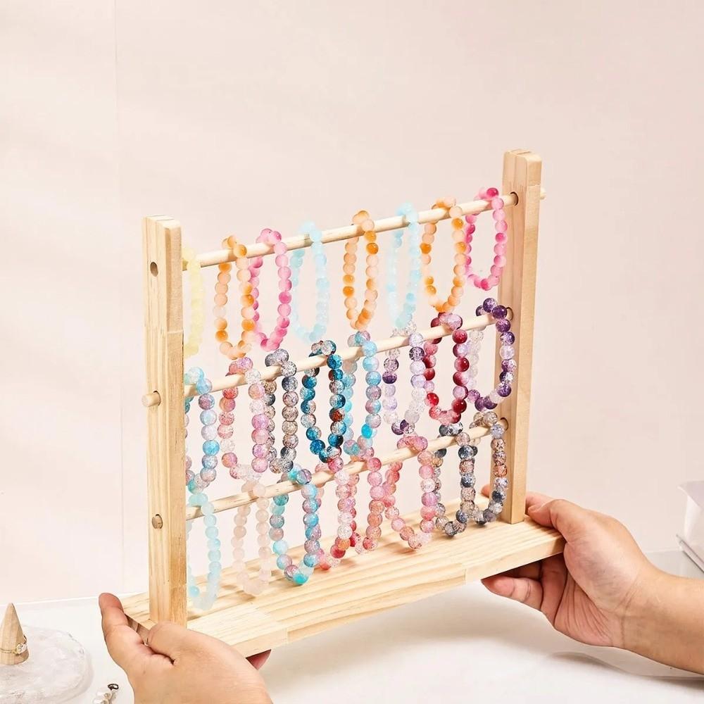 Storage Shelf Wooden Storage Rack 2/3/4 Layer Jewelry Organizer Holder Bracelet Frame  Living Room