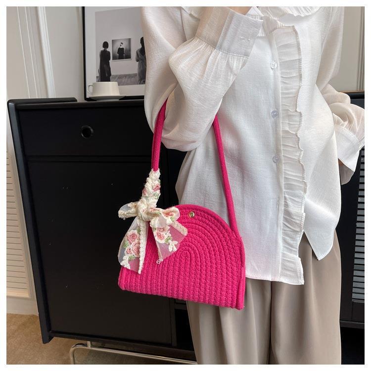 2025 Ladies' Cotton Rope Crossbody Phone Bag - Stylish Shoulder & Underarm Bag for Beach Vacation