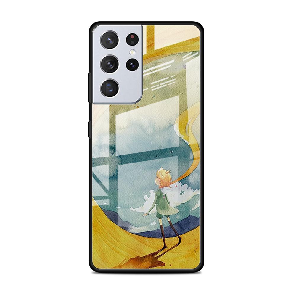 

Милый маленький принц для Samsung Galaxy S21 Ultra Plus A72 A52 4G 5G M51 M31 M21 Роскошный чехол для телефона из закаленного стекла Samsung S21