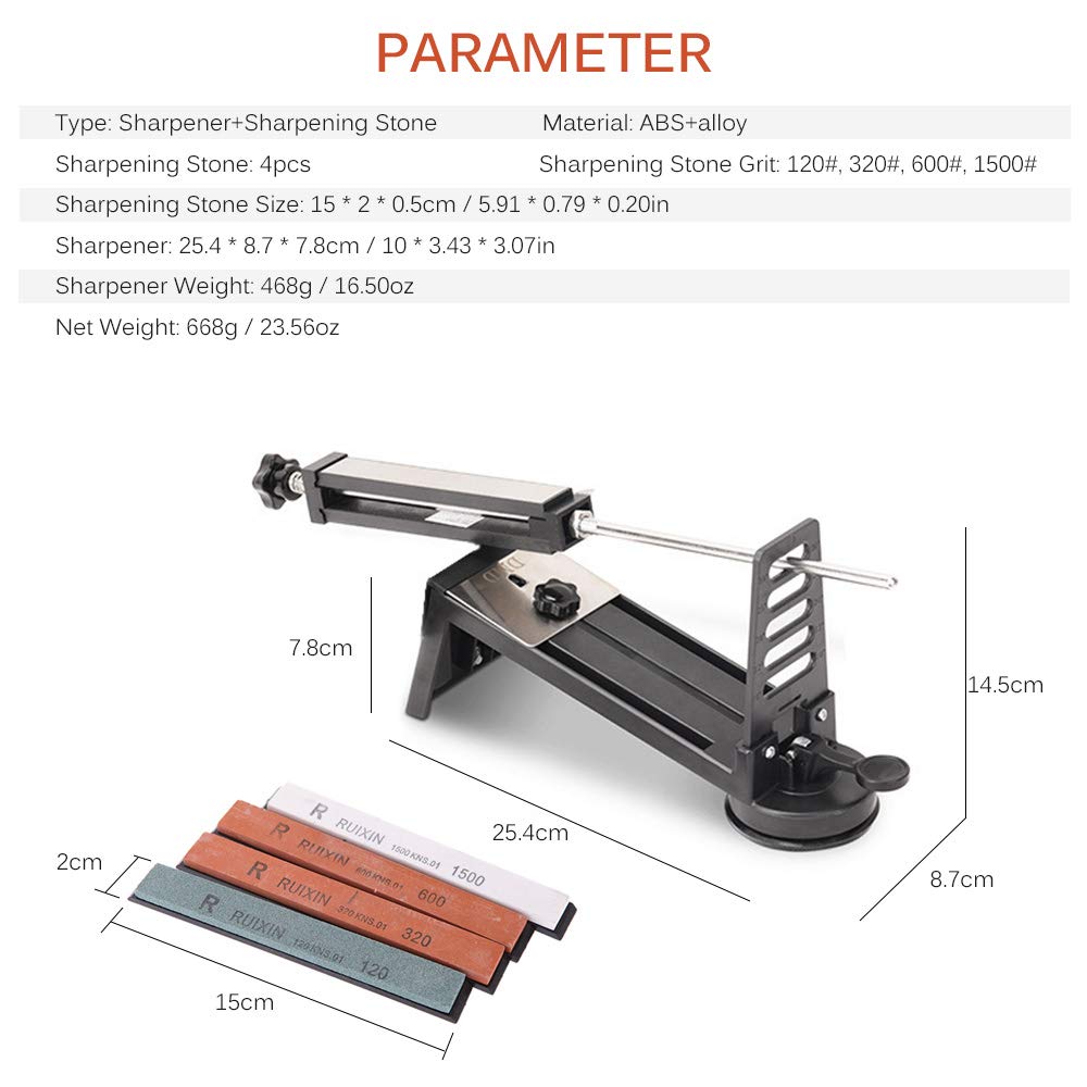 Knife Sharpener Fixed Angle Knife Sharpener Professional Knife Grinder with 4 Sharpening and for Knives and Scissors Kit, Kit, Stones, 120mm, 320mm,