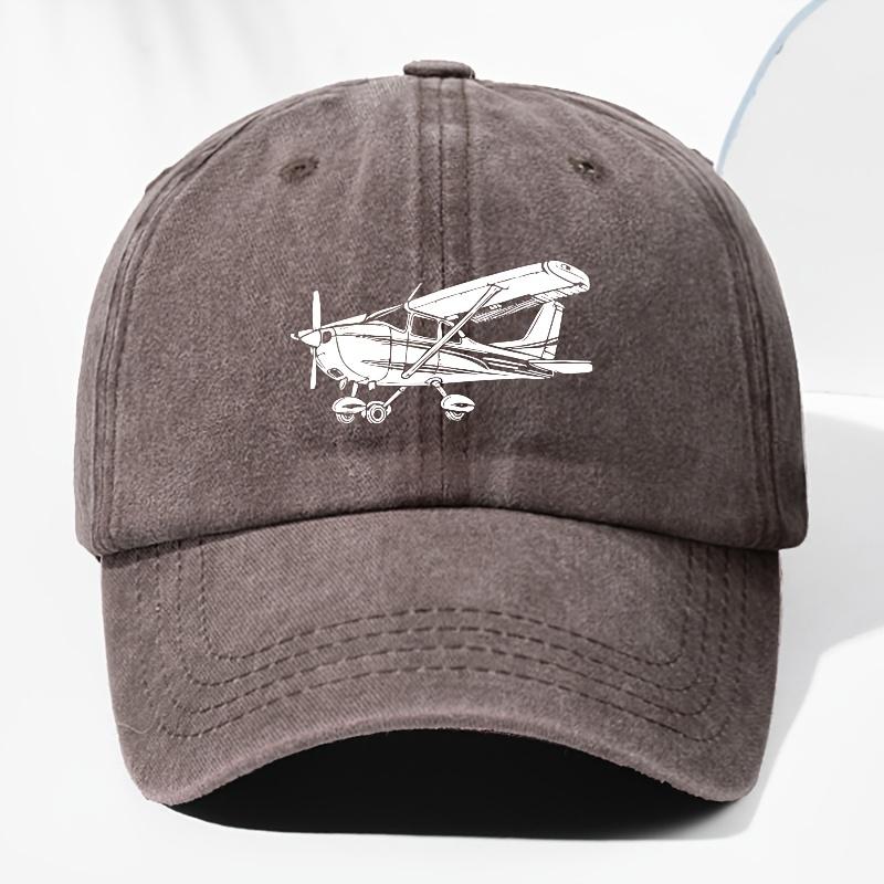 Glider Print Washed Retro Baseball Cap Fashionable Unisex Sun Protection Outdoor Hat Adjustable
